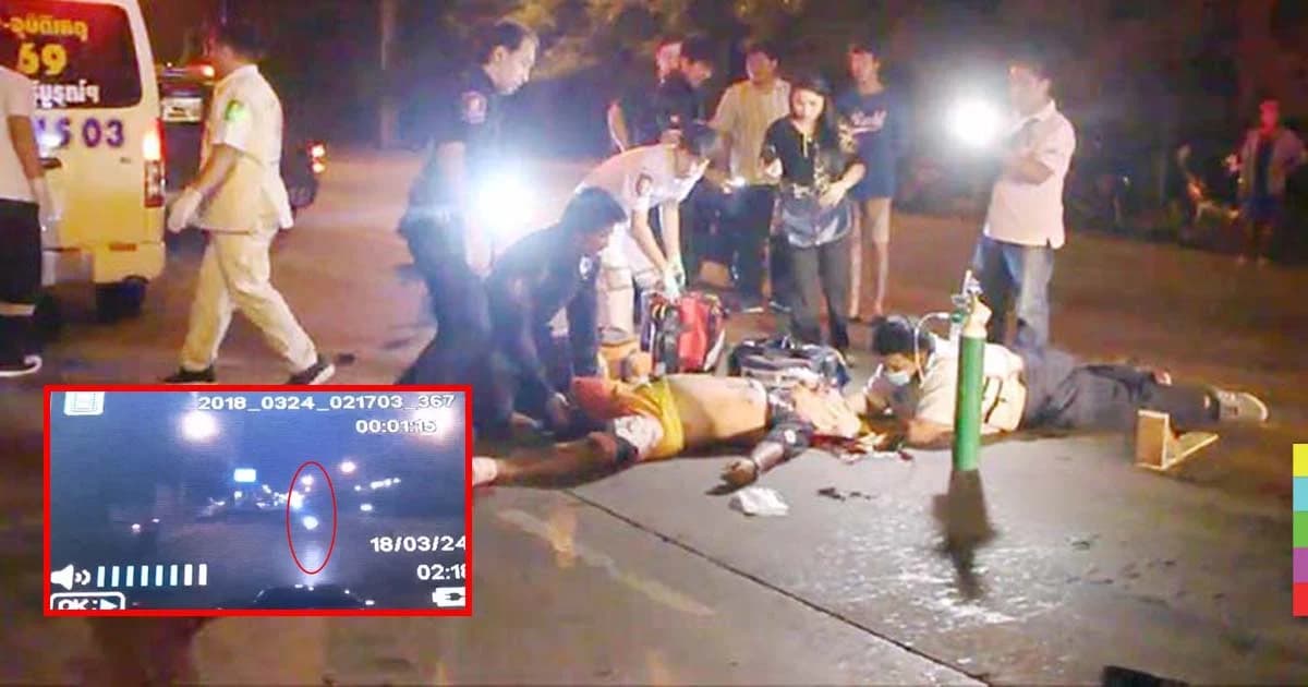 คลิป จยย.วิ่งสวนเลนถนน ประสานงากระบะอย่างจัง