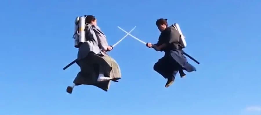 ไอเดียเริ่ด! ผู้กำกับญี่ปุ่นทำคลิปซามูไรดวลดาบกลางเวหา