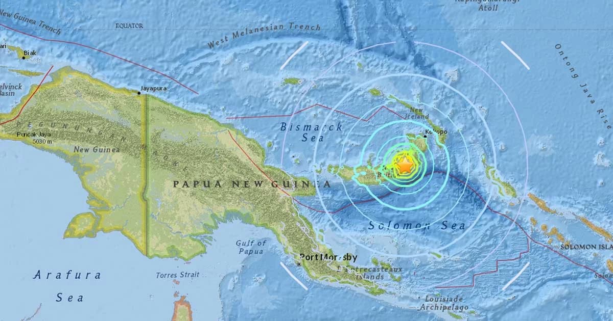 เกิดเหตุแผ่นดินไหวขนาด 6.9 บนเกาะของปาปัวนิวกินี