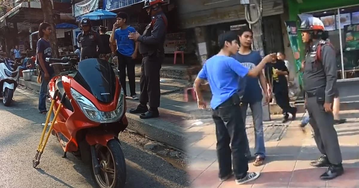 ปะทะคารมเดือด! หนุ่มถูกล็อกล้อ ใช้คีมตัดเอง ถาม ตร.ใหญ่มาจากไหน