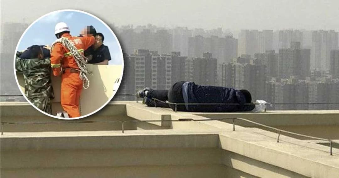 หวาดเสียว! หนุ่มคิดฆ่าตัวตาย แต่เมาหลับตรงดาดฟ้าเสียก่อน