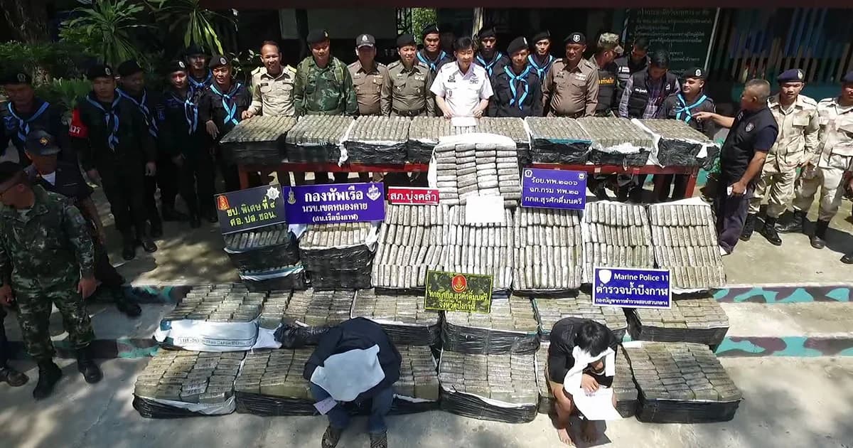 สกัดจับ 2 หนุ่มไทย-ลาว ค้ากัญชาข้ามชาติ 1 ตัน