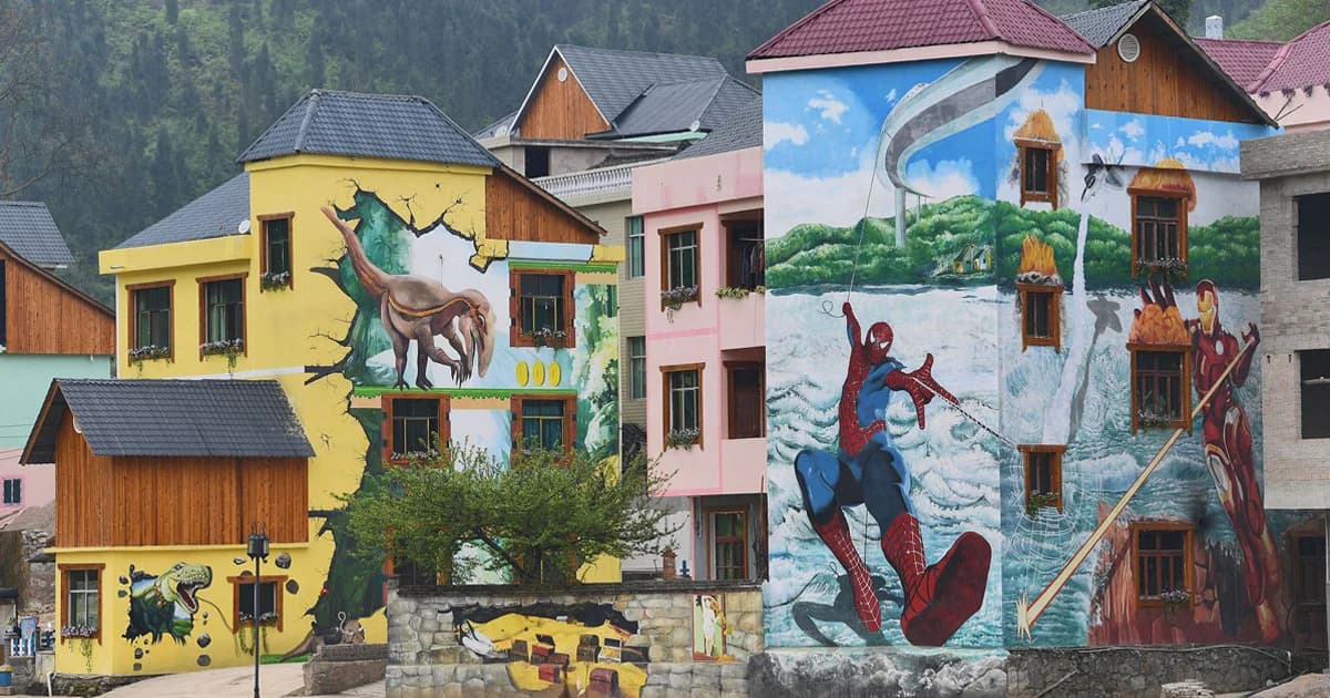 หมู่บ้านในจีนใช้ภาพวาด 3 มิติ หวังดึงประชาชนมาท่องเที่ยว