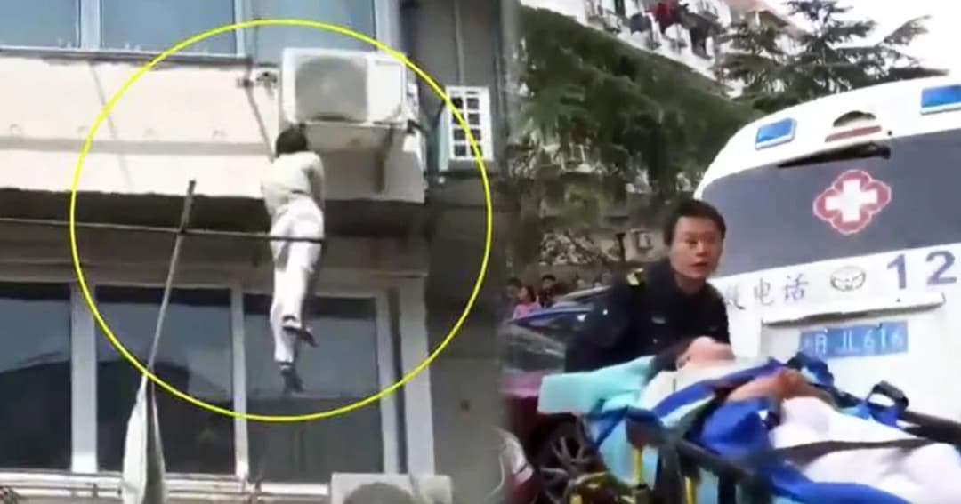 สาวจีนคิดสั้นปีนออกนอกตึก ยืนบนราวตากผ้านาน 9 ชม.