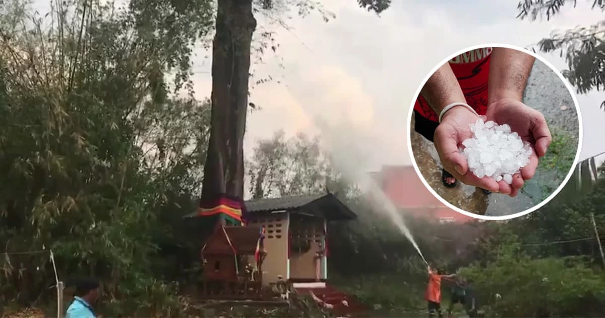 พายุลูกเห็บถล่มลำปาง 3 อำเภอ บ้านพัง 100 หลัง ฟ้าผ่าต้นไม้ไฟลุกท่วม