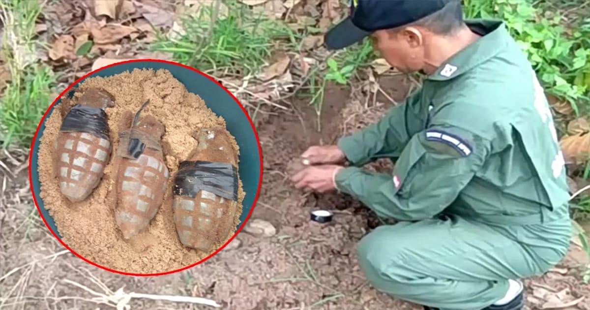 ผงะ ! ชาวบ้านขุดปรับที่นาหลังฝนตก พบระเบิด 3 ลูก โร่แจ้ง EOD เก็บกู้