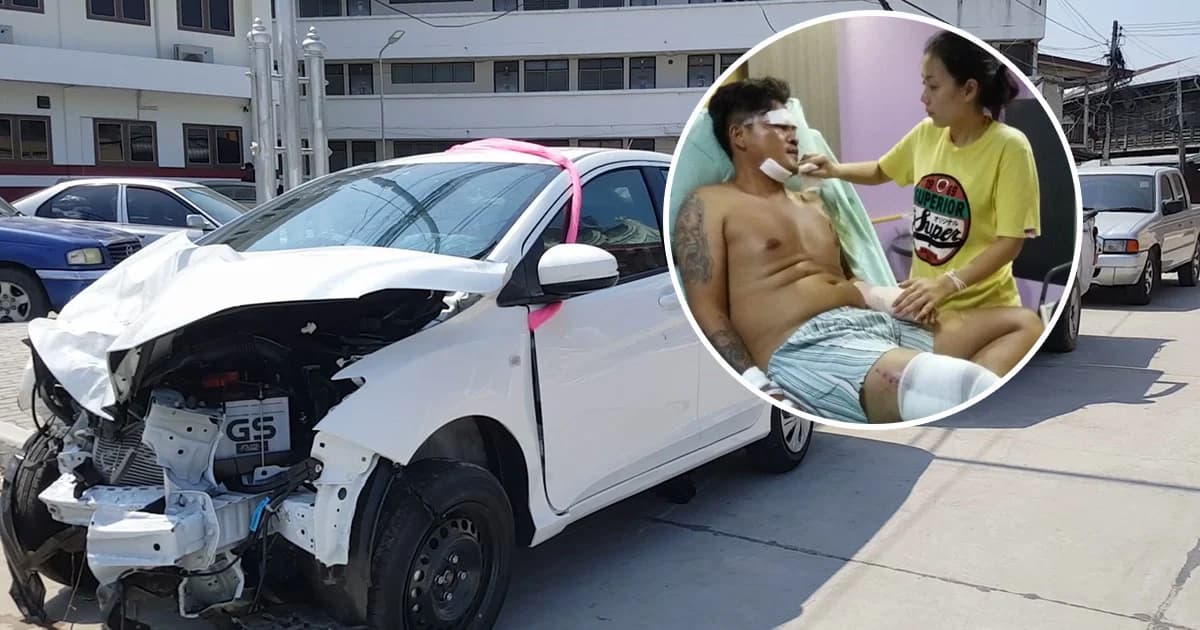 คู่บ่าวสาว นั่งเก๋งไปแต่งหน้าเตรียมวิวาห์กระบะตัดหน้า เจ็บ4