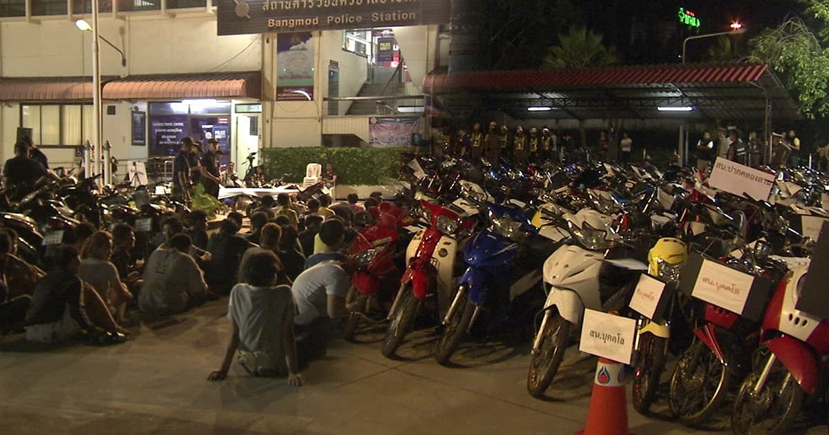 สกัดจับเด็กแว้นย่านฝั่งธนบุรี ยึดรถจยย.ได้ 122 คัน