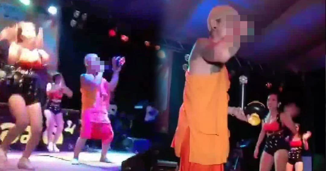 นักร้องแต่งกายเลียนแบบพระ ขึ้นร้องเพลงงานบวช