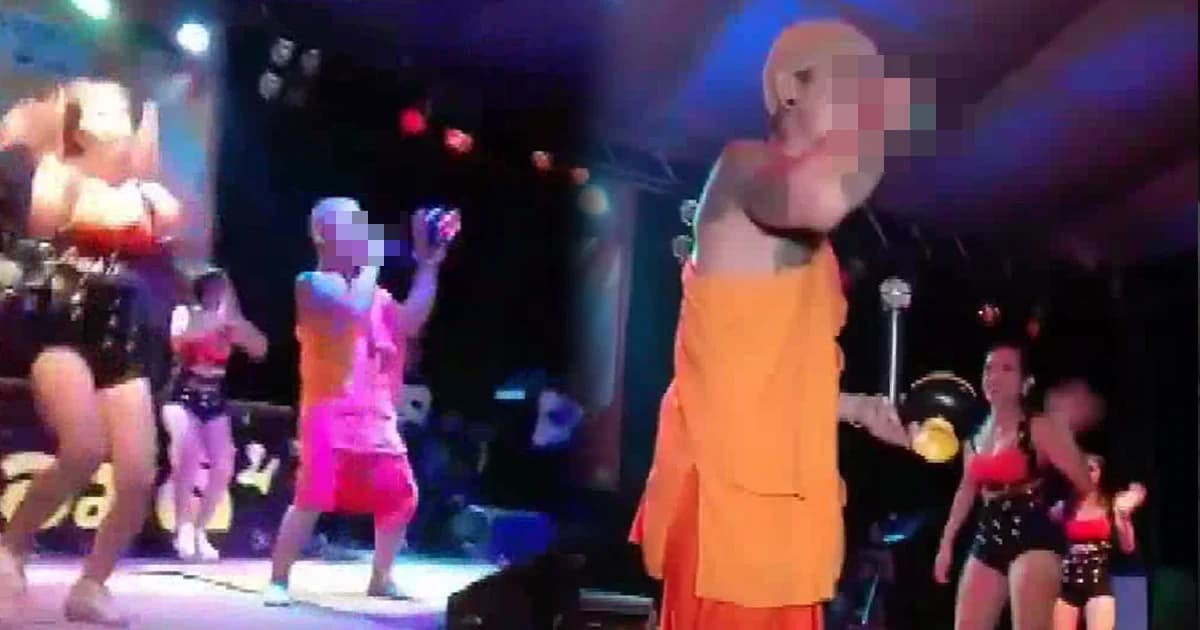 นักร้องแต่งกายเลียนแบบพระ ขึ้นร้องเพลงงานบวช