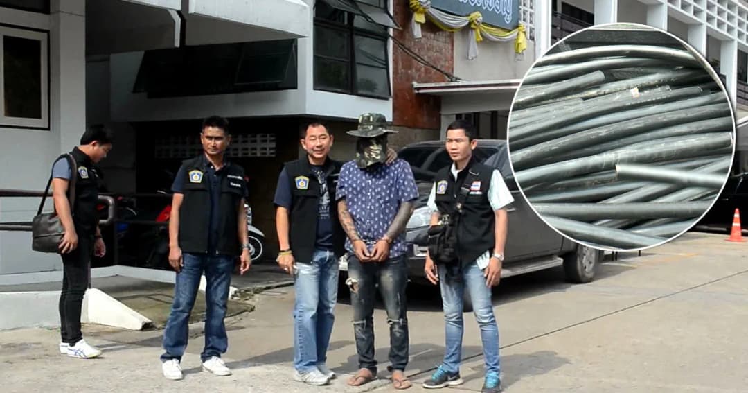 ไม่เนียน ! รวบหนุ่มปลอมเป็น จนท.ทีโอที ลอบตัดสายเคเบิ้ลขาย