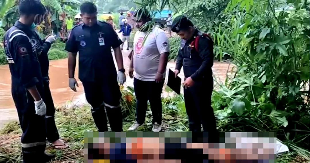 2 คนงานก่อสร้าง ขี่ จยย.ถูกกระเเสน้ำป่าพัด จมน้ำดับ 1