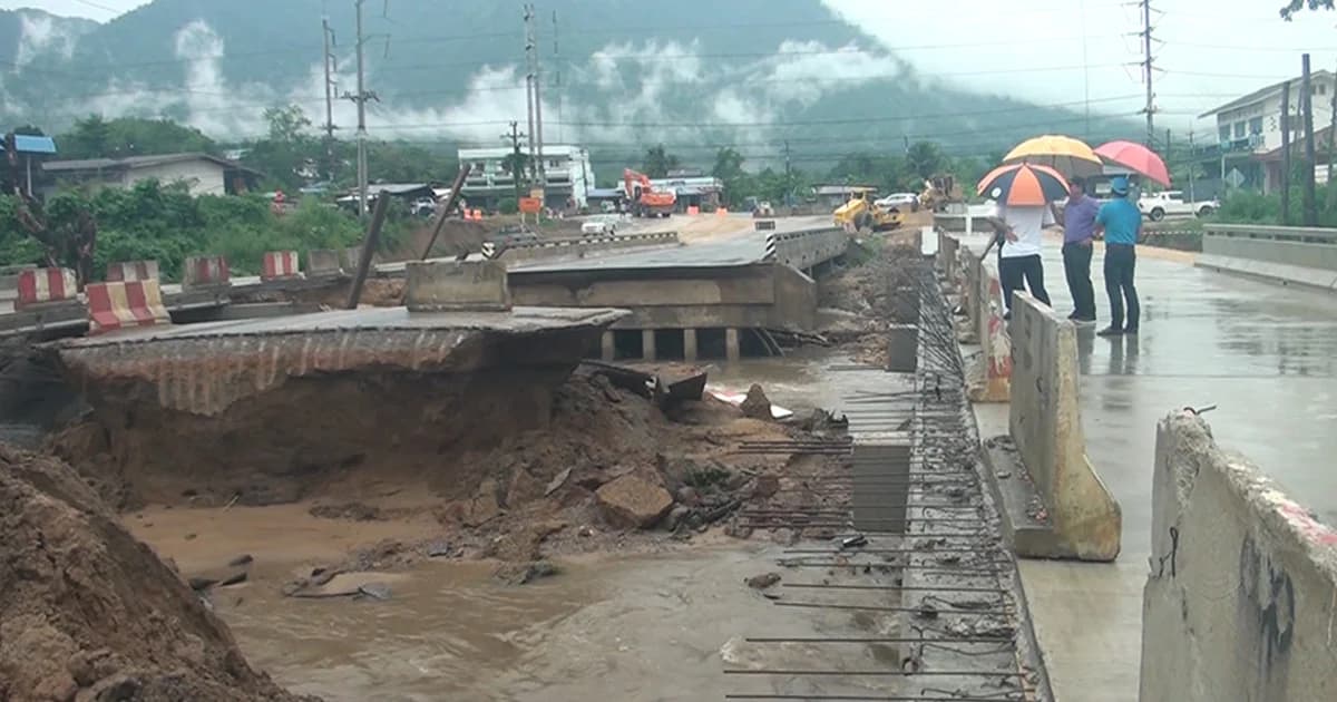 อ.สอยดาว น้ำป่าหลากซัดสะพานขาด จนท.ปิดเส้นทางเร่งซ่อมด่วน