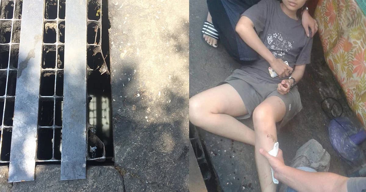 นศ.สาว ตกท่อตะแกรงเหล็ก แผลยาวเย็บ12 เข็ม