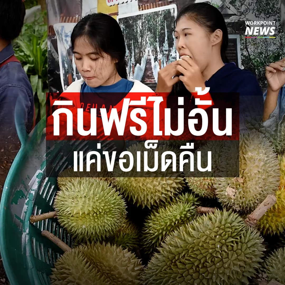 กินทุเรียนฟรีไม่อั้น เเค่ขอเม็ดและเปลือกคืน