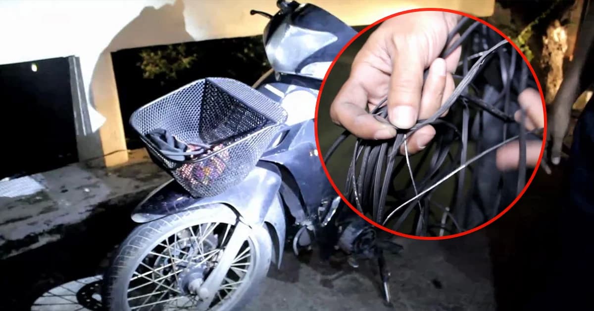 หวิดคอขาด! สาวขี่จยย.ถูกสายอินเตอร์เน็ตฟาดตัวตกข้างทางเจ็บ