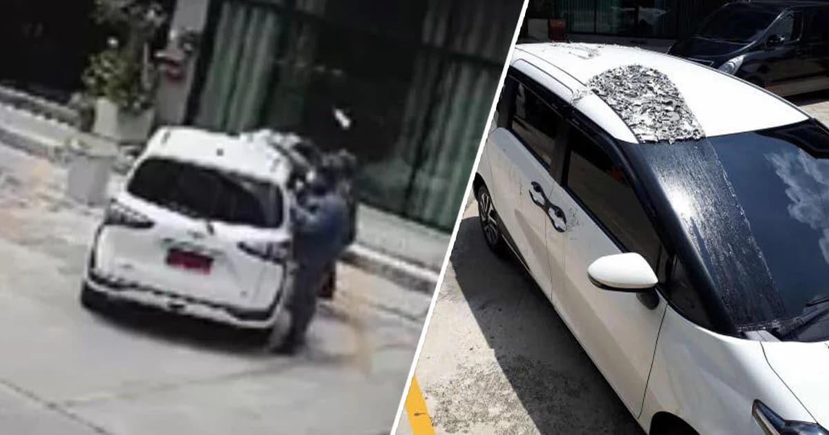 เปิดคลิป ! จอดรถหน้าบ้านแท้ๆ กลับโดนน้ำมันเบรกราดใส่จนสีลอก