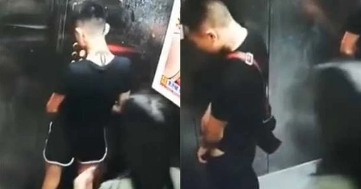 2 หนุ่มจีนแท็กทีมฉี่ใส่ลิฟต์ ด้านเพื่อนสาวพยายามใช้มือปิดกล้อง