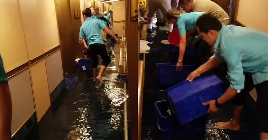 น้ำทะเลทะลักเข้าเรือสำราญ