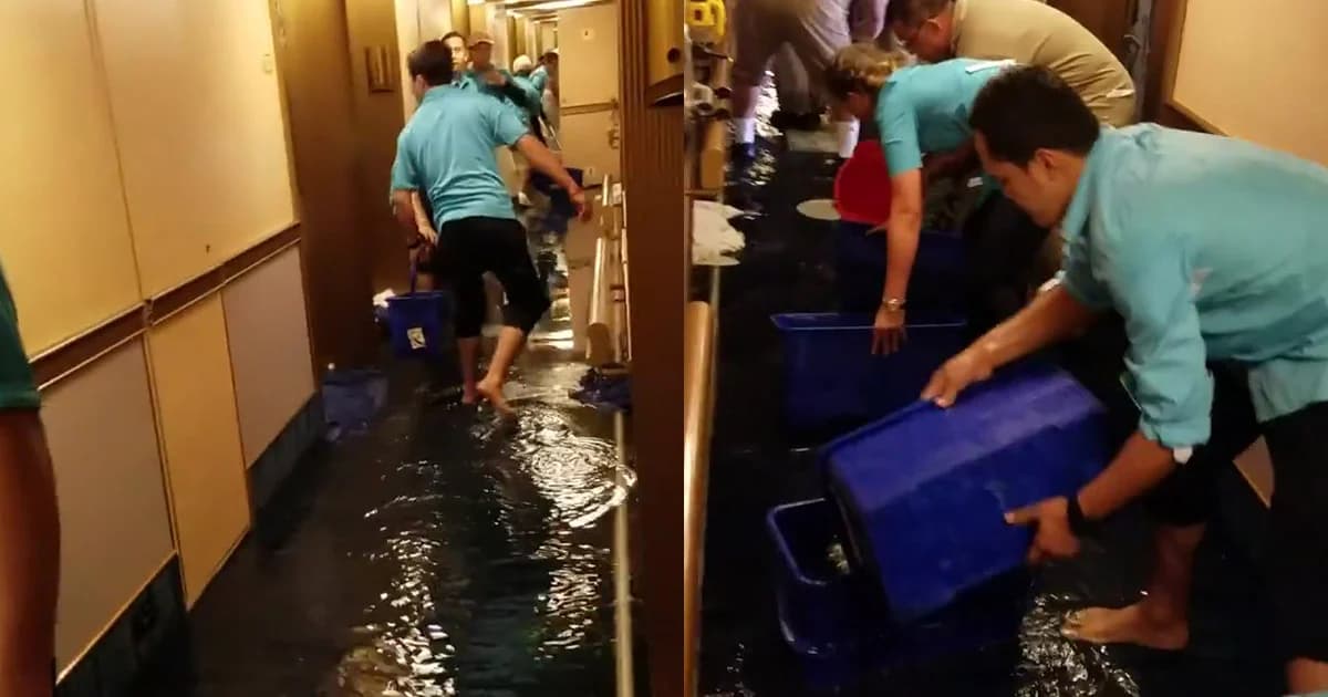 น้ำทะเลทะลักเข้าเรือสำราญ