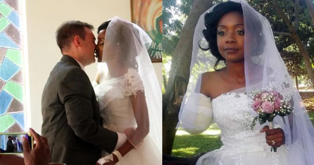 เจ้าสาวมาในผ้าพันแผล เข้าพิธีวิวาห์หลังจระเข้กัดแขนขาด ไม่กี่วันก่อนหน้า