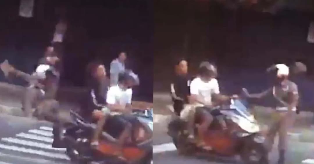 เปิดคลิป ซิ่งหนีตำรวจโบกไม่สวมหมวกกันน็อค ชนล้มกลิ้งกลางถนน