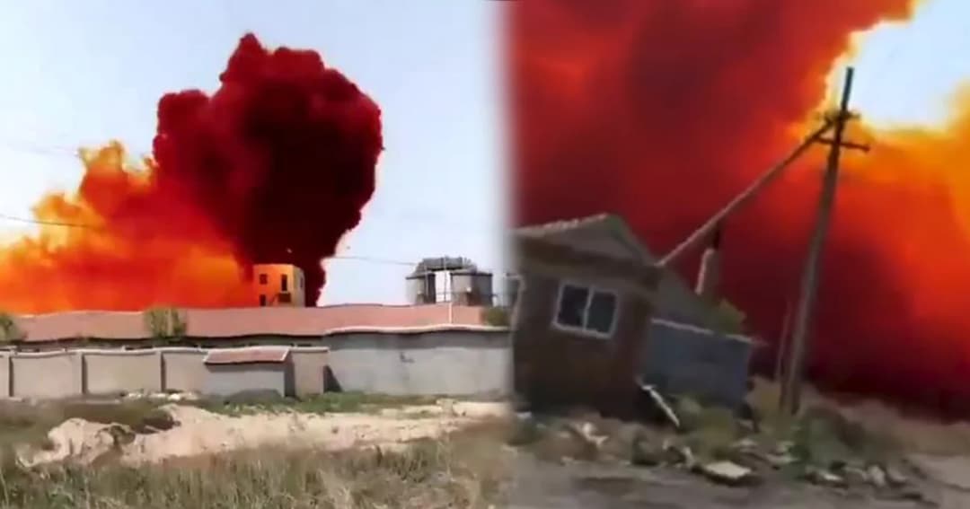 สารเคมีรั่วจากโรงงานในจีน ควันสีแดงพวยพุ่งปกคลุมทั่วฟ้า