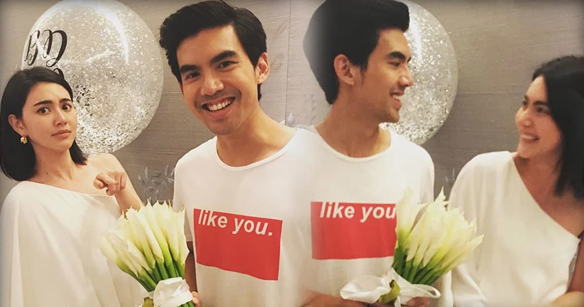 “เต๋อ” เขินหน้าแดง หอบดอกไม้อวยพรวันเกิด “ใหม่ ดาวิกา”