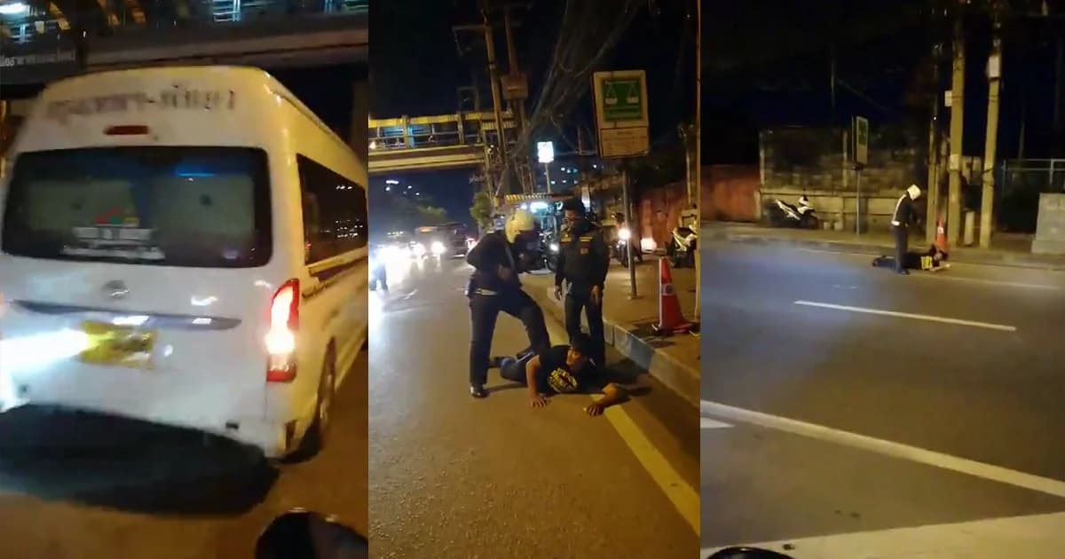 ล่าระทึก! กลางถ.เทพรัตน สกัดโชเฟอร์รถตู้พัทยา-กรุงเทพฯหนีการจับกุม