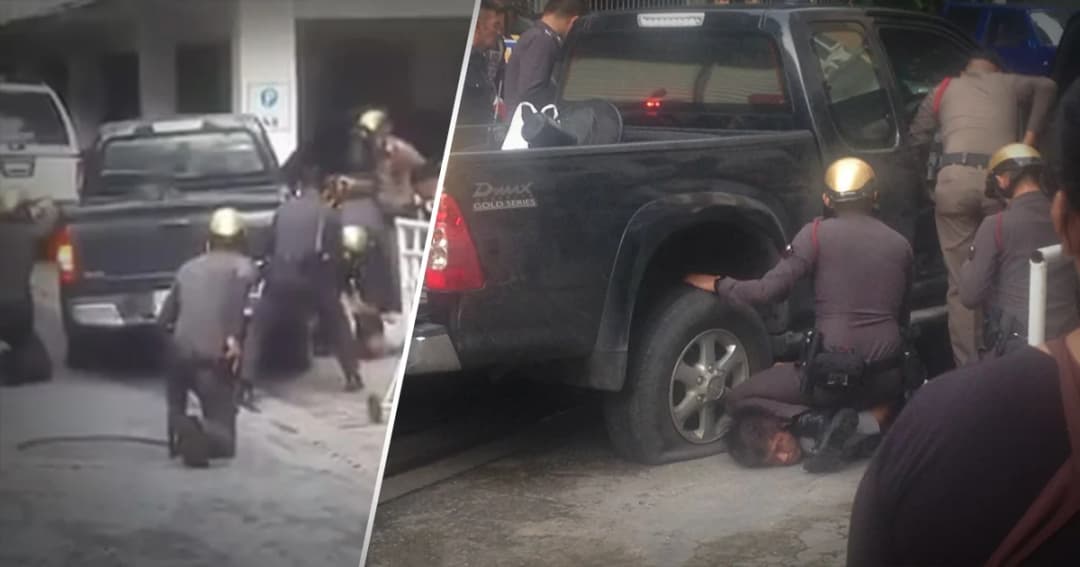 ไล่ล่าระทึก ! กระบะเมายาซิ่งหนีตร. สุดท้ายถูกยิ่งสกัดล้อจนมุม