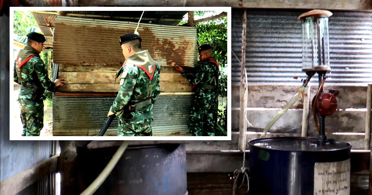 ทหาร ตำรวจ ปฏิบัติการกวาดล้างน้ำมันเถื่อน ที่สงขลา