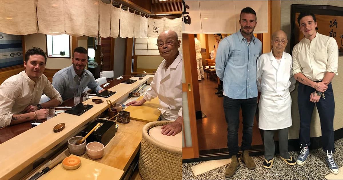 เบ็คแฮมพาลูกชาย แวะกินซูชิร้านดังในญี่ปุ่น