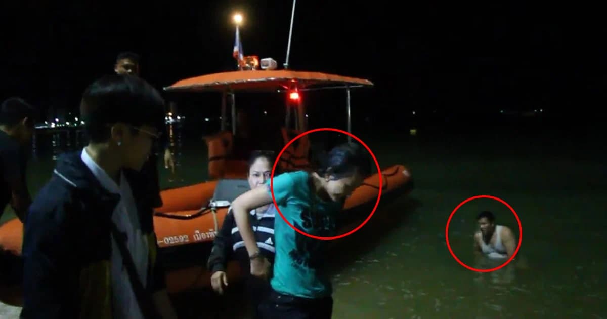 พัทยาวุ่น! สาวลอยคอกลางทะเล รอแฟนหนุ่มว่ายน้ำตามง้อ จนท.ช่วยปลอดภัยแล้ว