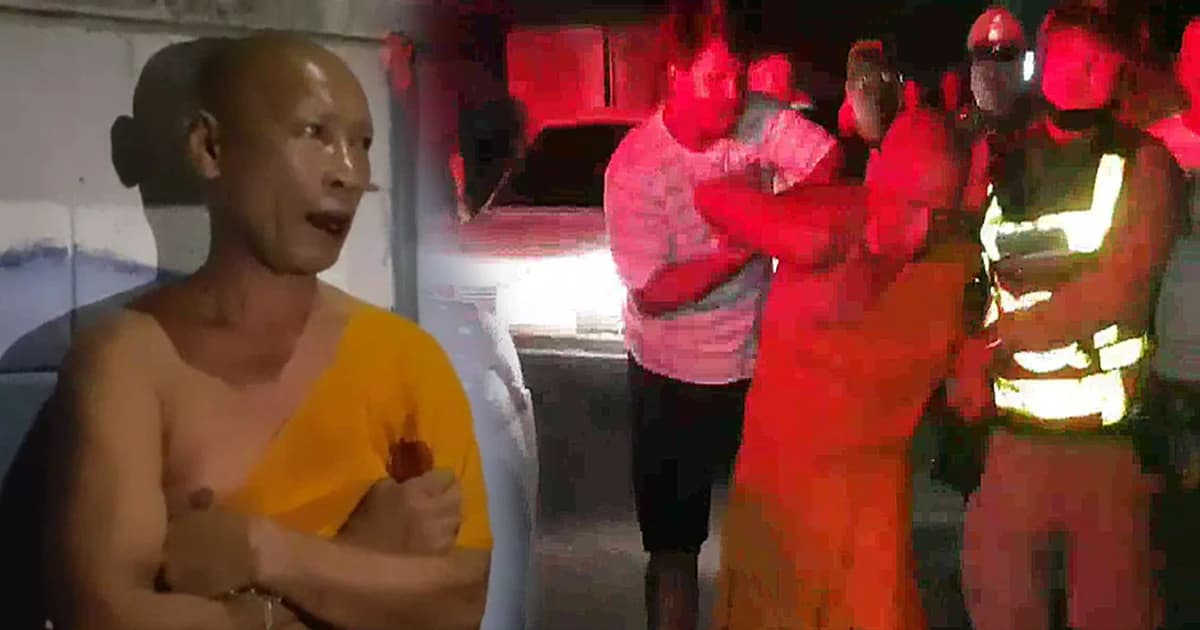 พระเมาซิ่งเก๋งฝ่าวงชาวบ้านเดินไปเวียนเทียน ชนซ้ำ จยย. 2 คันพังยับ