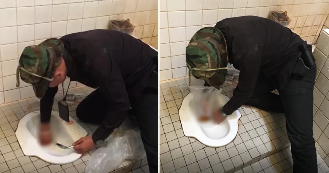 สุดยอดตำรวจ ! ใช้มือล้วงโถส้วมสดๆ ค้นหายาบ้าของกลาง