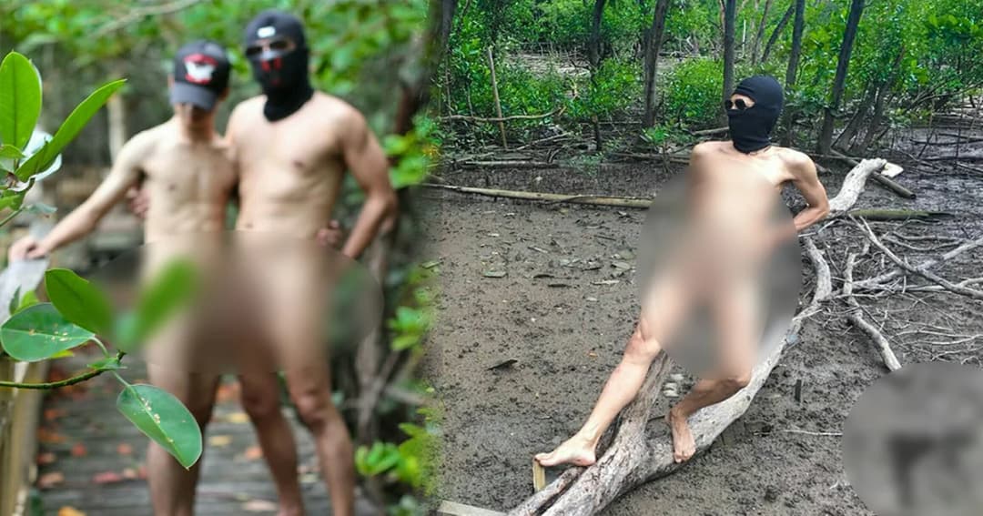 ไม่อายฟ้าดิน ! แก๊งชายเปลือยกาย โพสต์ท่าสุดอุจาดกลางป่าชายเลน