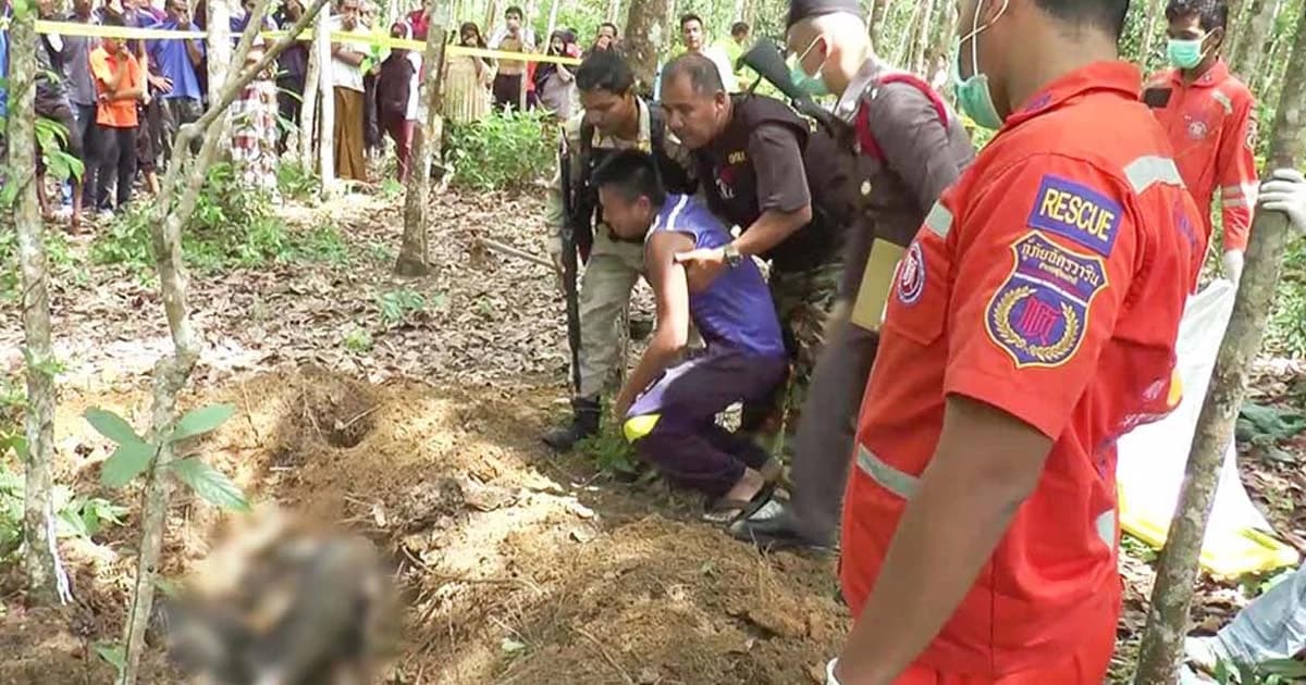 ฆ่าโหดคนใส่ชุดทหารพราน มัดศพยัดหลุมกลางสวนยางฯ