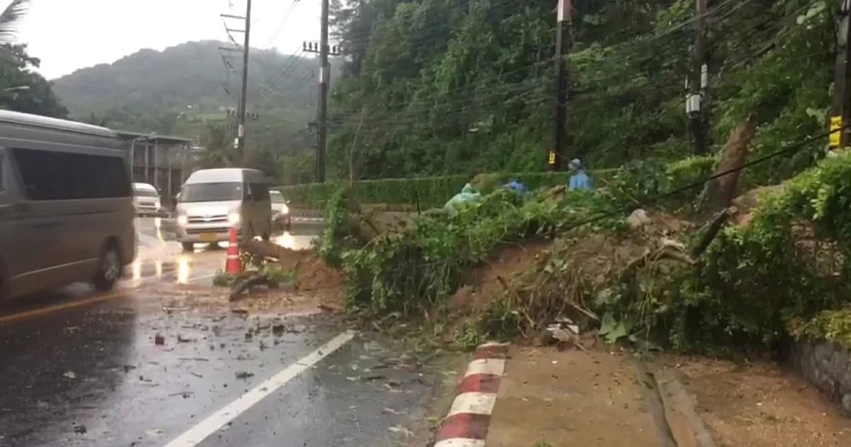 ฝนถล่มภูเก็ตต่อเนื่อง เกิดน้ำท่วมขัง-ดินสไลด์หลายพื้นที่