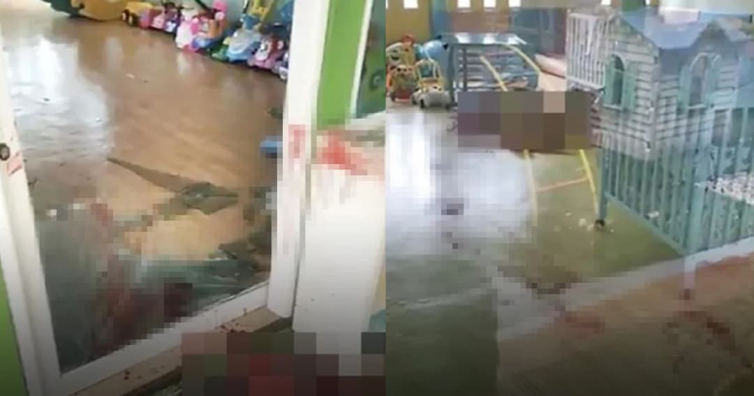 หนุ่มคลั่ง บุกสถานรับเลี้ยงเด็ก อาละวาดถีบกระจก ถูกบาดดับสยอง