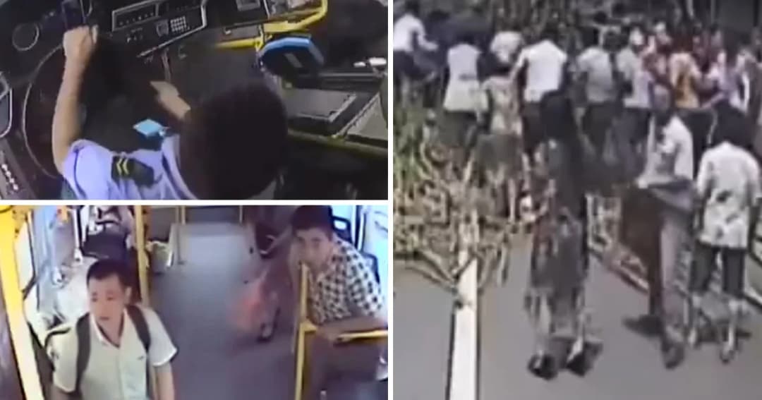 น้ำใจงาม คนขับรถเมล์-ผู้โดยสารจีนหยุดรถ ก่อนกรูลงไปช่วยรถฟืนพลิกคว่ำ