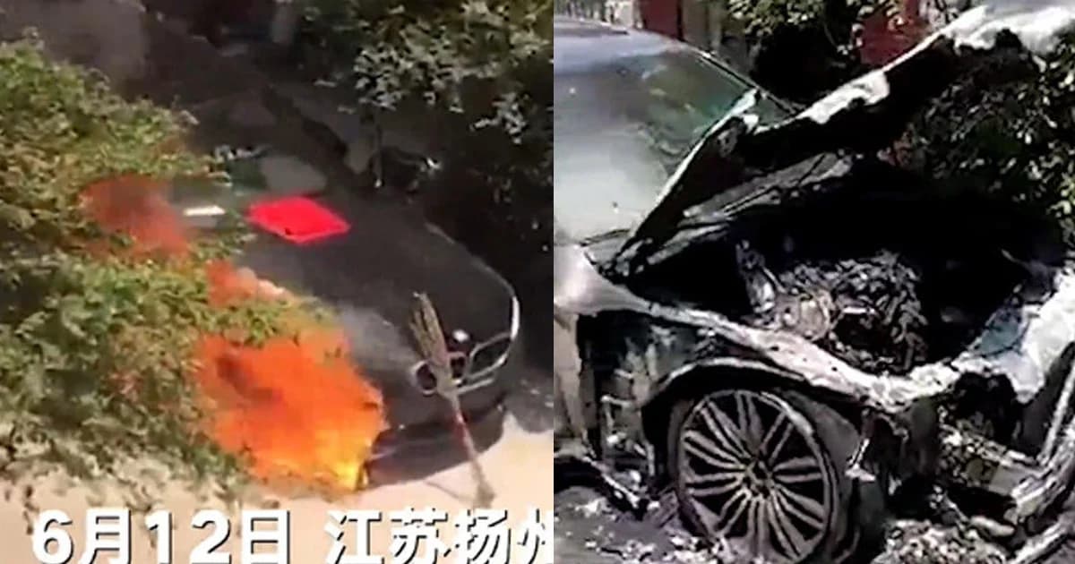 หนุ่มจีนเข่าทรุด! จุดธูปไหว้รับรถหรู BMW คันใหม่ ทำไฟไหม้วอดทั้งคัน