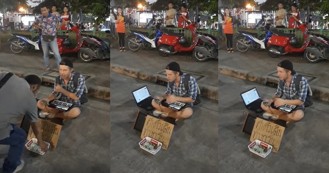 ได้ใจสาวๆ ! หนุ่มฝรั่งโชว์ลีลาแร็ปสุดมัน หาเงินค่าตั๋วกลับบ้าน