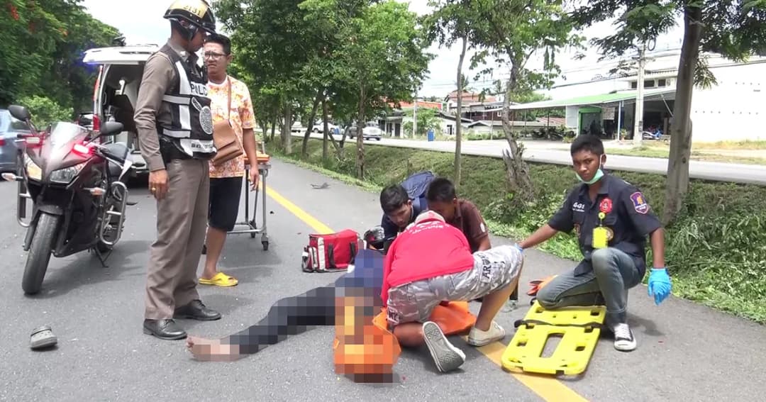 หนุ่มซิ่งบิ๊กค์ไบค์ ชนท้ายกระบะเจ็บสาหัส