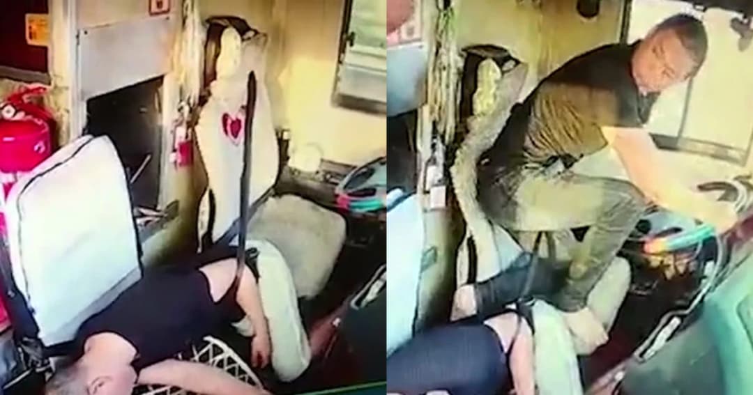 เปิดคลิป คนขับรถทัวร์วูบคาพวงมาลัย ผู้โดยสารรีบกระโจนขับแทน