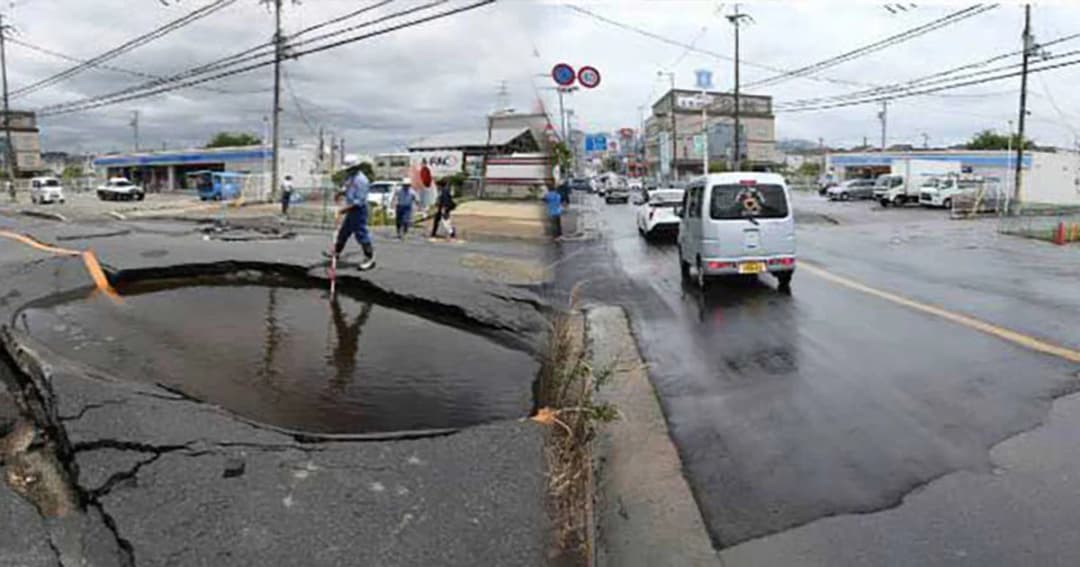 โซเชียลตะลึง ! ญี่ปุ่นซ่อมถนนที่เสียหายจากแผ่นดินไหวเสร็จภายใน 1 วัน