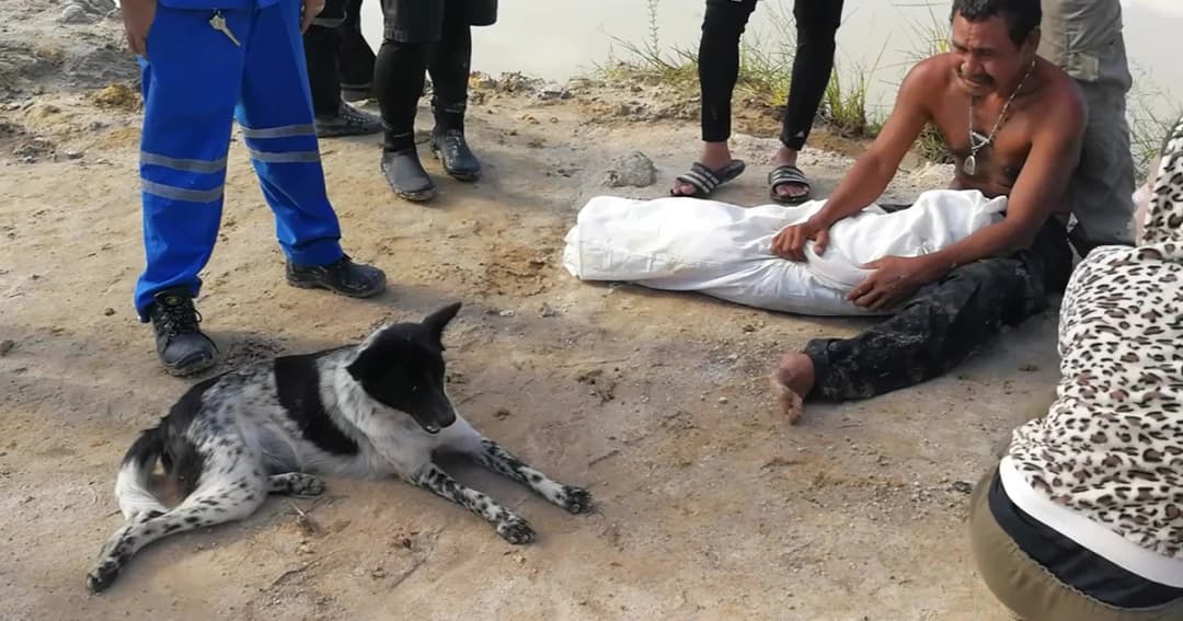 พบแล้วศพ “น้องใหม่” หลังจมน้ำตั้งแต่เมื่อวาน หมาคู่ใจเฝ้าศพไม่ห่าง