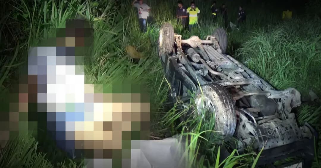 หนุ่มซิ่งกระบะชนแท่งแบริเออร์ เมียท้อง 5 เดือน ร่างกระเด็นดับสยอง !