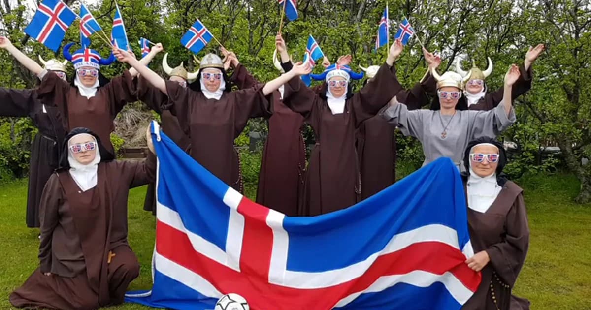 แม่ชีไอซ์แลนด์โพสต์คลิปส่งกำลัง ให้ทีมชาติไอซ์แลนด์ในเกมดวลกับโครเอเชียคืนนี้