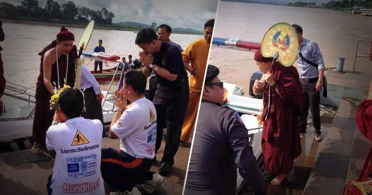 “ครูบาบุญชุ่ม” พระเกจิดังรัฐฉาน ข้ามแดนส่งกำลังใจช่วย 13 ชีวิต ทีมหมูป่า