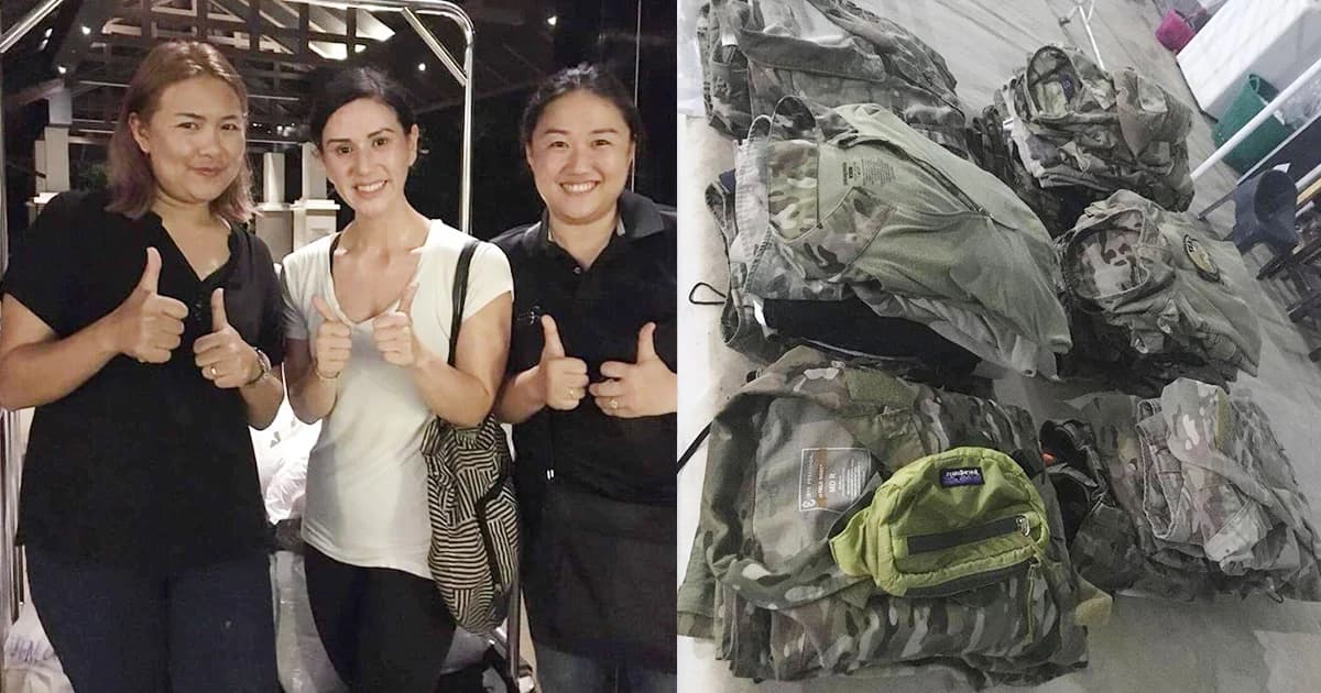 ซึ้งน้ำใจ! ทหารหญิงสหรัฐฯ ขอบคุณสาวซักผ้าฟรี ให้ทีมค้นหาหมูป่า